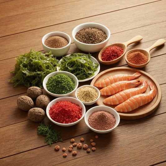 Natural sources of astaxanthin including microalgae and seafood, emphasizing health benefits